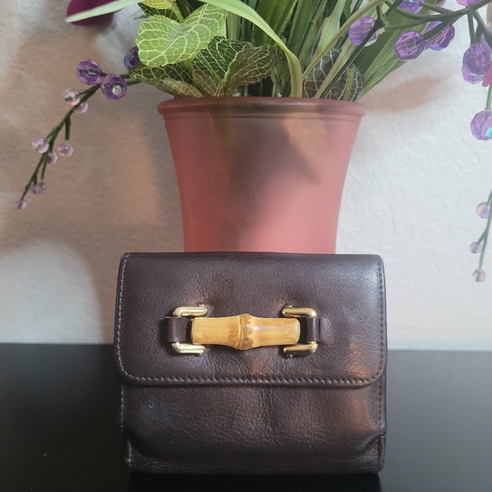 Gucci Vintage bamboo  leather  wallet - Picture 2 of 16